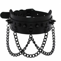 Kinky Cloth 3 Layered Chain Gothic Spike Choker