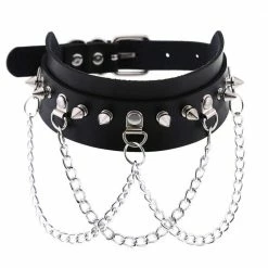 Kinky Cloth 3 Layered Chain Gothic Spike Choker