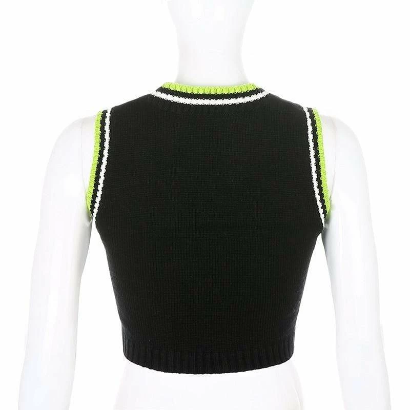 Kinky Cloth Top & Tees 90s Plaid Knitted Sweater Vest 5 Kinky Cloth Top & Tees 90s Plaid Knitted Sweater Vest