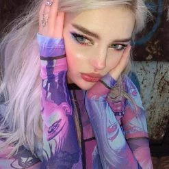 Kinky Cloth Goth Aesthetic Egirl Mesh Bodycon Top