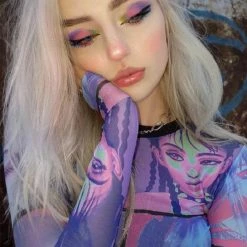 Kinky Cloth Goth Aesthetic Egirl Mesh Bodycon Top