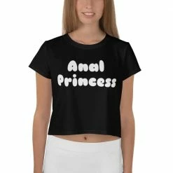 Kinky Cloth Anal Princess White Crop Top Tee BDSM