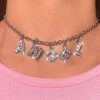 Kinky Cloth Angel Crystal Letter Necklace Cosplay