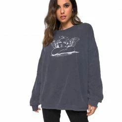 Kinky Cloth Angel Print Oversized Sweatshirts Top & Tees