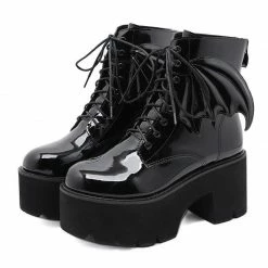 Kinky Cloth Angel Wings Ankle Boots Goth