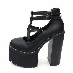 Kinky Cloth Ankle Strap Platform Doll Shoes
