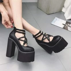 Kinky Cloth Ankle Strap Platform Doll Shoes