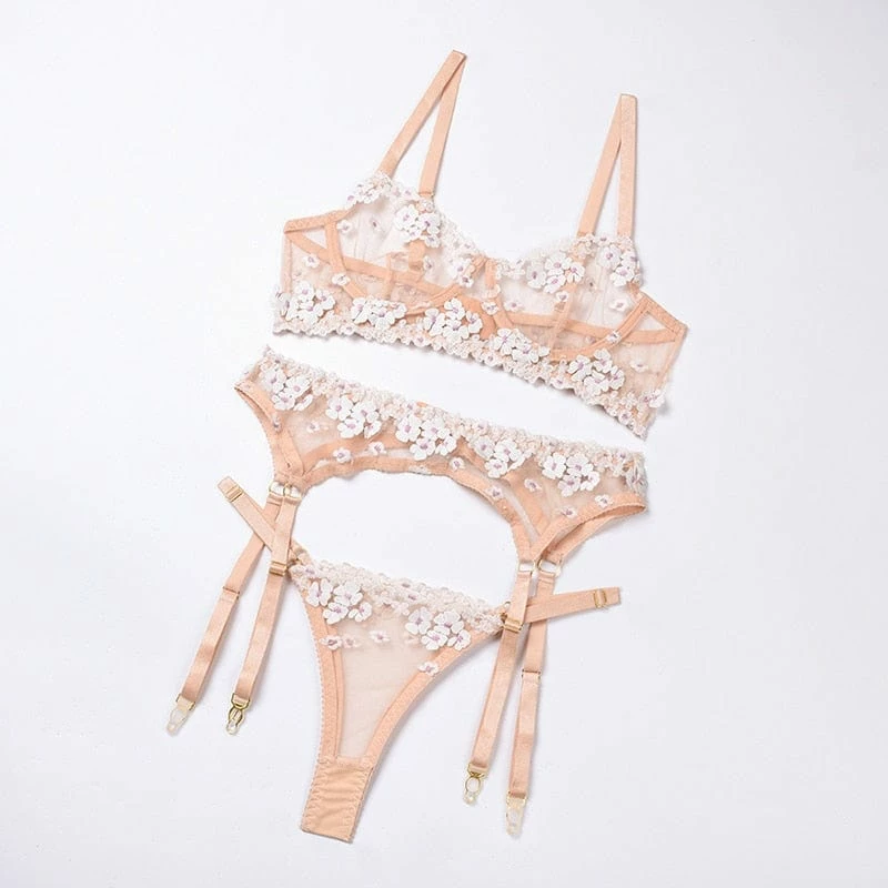 Kinky Cloth Lingerie & Panties Applique Embroidered Underwear Set 5 Kinky Cloth Lingerie & Panties Applique Embroidered Underwear Set