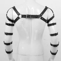 Kinky Cloth Goth Arms Caged Chest Harness With O Rings
