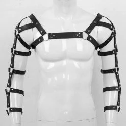 Kinky Cloth Goth Arms Caged Chest Harness With O Rings