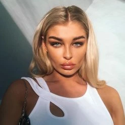 Kinky Cloth Asymmetrical Ribbed White Crop Tank Top Top & Tees