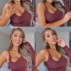 Kinky Cloth Asymmetrical V Neck Ribbed One Shoulder Top Top & Tees