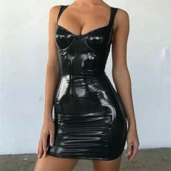 Kinky Cloth BDSM Backless Latex Mini Dress