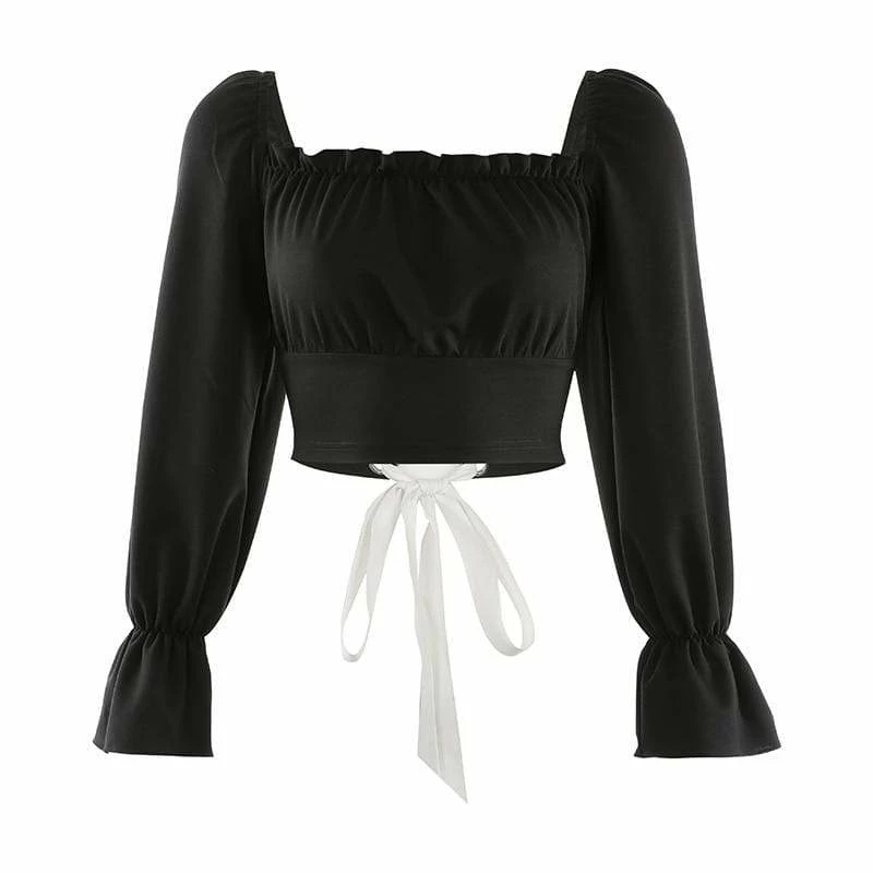 Kinky Cloth Backless White Lace-up Black Top Top & Tees 1 Kinky Cloth Backless White Lace-up Black Top Top & Tees