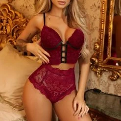 Kinky Cloth Bandage Lace High Waist Lingerie Set Lingerie & Panties
