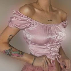 Kinky Cloth Bandage Satin Vintage Blouse