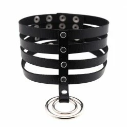Kinky Cloth Banded Belt Collar Goth