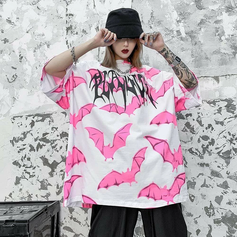 Kinky Cloth Goth Bat Graphic Oversized T-Shirt 2 Kinky Cloth Goth Bat Graphic Oversized T-Shirt