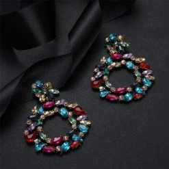 Kinky Cloth Big Circle Drop Crystal Earrings Jewelry 14 Kinky Cloth Big Circle Drop Crystal Earrings Jewelry