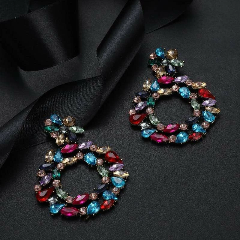 Kinky Cloth Big Circle Drop Crystal Earrings Jewelry 5 Kinky Cloth Big Circle Drop Crystal Earrings Jewelry