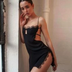 Kinky Cloth Black Backless Split Mini Dress Dresses