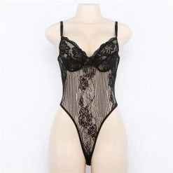 Kinky Cloth Lingerie & Panties Black Bow Lace Bodysuit
