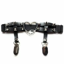 Kinky Cloth Goth Black Bow Single Clip Garter Belt