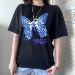 Kinky Cloth Black Butterfly Graphic T-Shirt