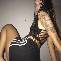 Kinky Cloth Black Camis Fishnet Crop Top