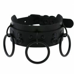 Kinky Cloth Black Circle Leather Choker Cosplay