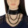 Kinky Cloth Black Double Chain Spikes Large Choker Goth