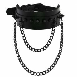 Kinky Cloth Black Double Chain Spikes Large Choker Goth 5 Kinky Cloth Black Double Chain Spikes Large Choker Goth
