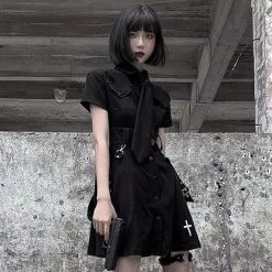 Kinky Cloth Black Emo Dress With Tie