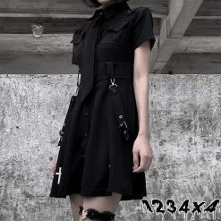 Kinky Cloth Black Emo Dress With Tie