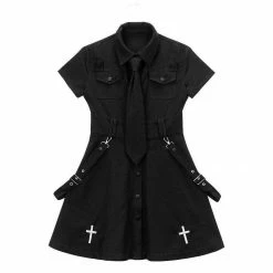 Kinky Cloth Black Emo Dress With Tie