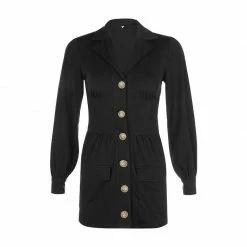 Kinky Cloth Ellie Black Fitted Button Waist Mini Dress Dresses