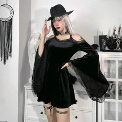 Kinky Cloth Black Flare Sleeve Dress
