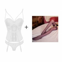 Kinky Cloth Black Gothic Corset Lingerie Bra Set