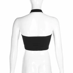 Kinky Cloth Black Gothic Halter Chain Crop Top