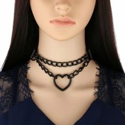 Kinky Cloth Black Heart Chain Choker