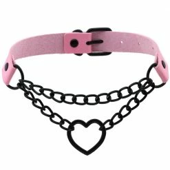 Kinky Cloth Black Heart Chain Choker