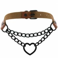 Kinky Cloth Black Heart Chain Choker