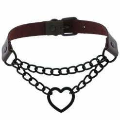 Kinky Cloth Black Heart Chain Choker