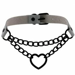 Kinky Cloth Black Heart Chain Choker