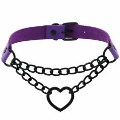 Kinky Cloth Black Heart Chain Choker