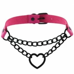 Kinky Cloth Black Heart Chain Choker