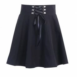 Kinky Cloth Skirts Black Lace Up Mini Skirt