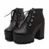 Kinky Cloth Black Laced Platform Boots