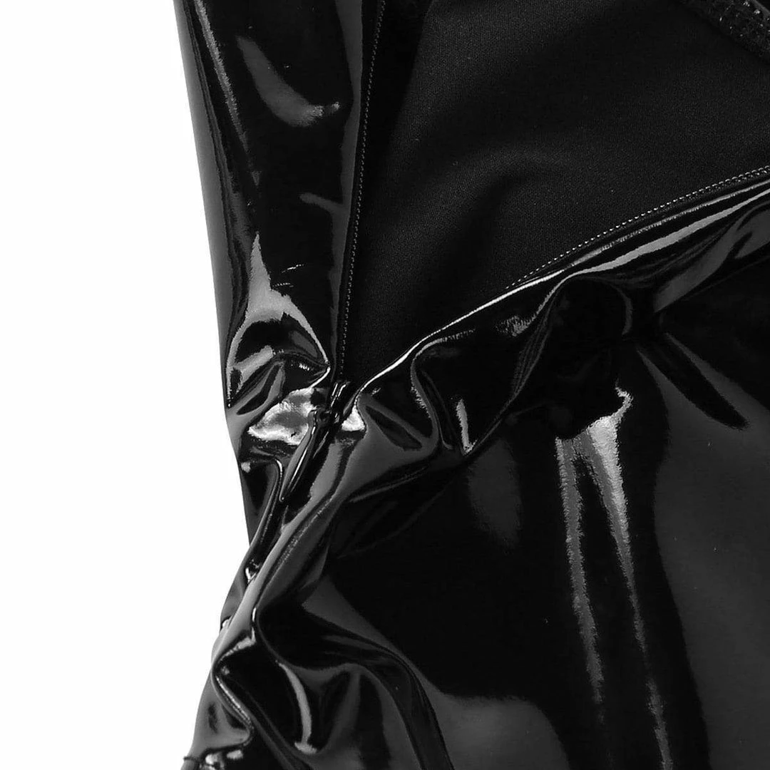 Kinky Cloth Black Latex Leather High Cut Bodysuit 5 Kinky Cloth Black Latex Leather High Cut Bodysuit