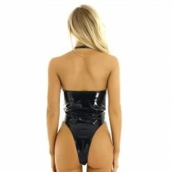 Kinky Cloth Black Latex Leather High Cut Bodysuit 11 Kinky Cloth Black Latex Leather High Cut Bodysuit